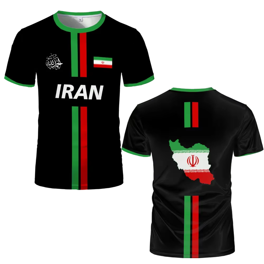 Maillot de football Iran, T-shirt d'été respirant à séchage rapide, col rond, manches courtes, motif