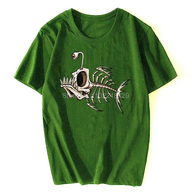 Bonefish crâne poisson de mer profonde squelette drôle pêcheur pêcheur pêcheur T-Shirt coton col ron