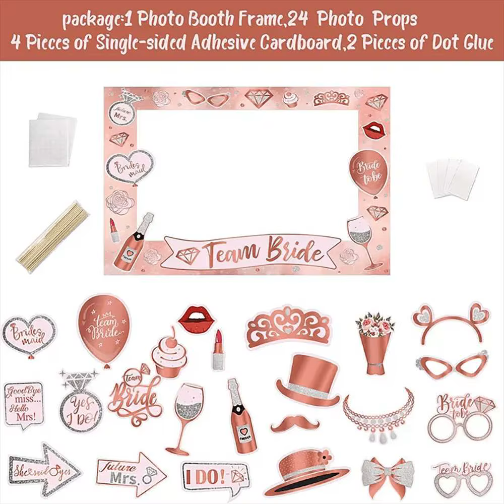 Ensemble d'accessoires de photomaton or rose pour enterrement de vie de jeune fille, cadre de déterm