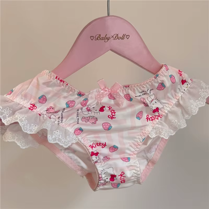 Nouvelle culotte imprimée Hello Kitty, mignonne, douce, pour femme, style japonais, triangle, cadeau