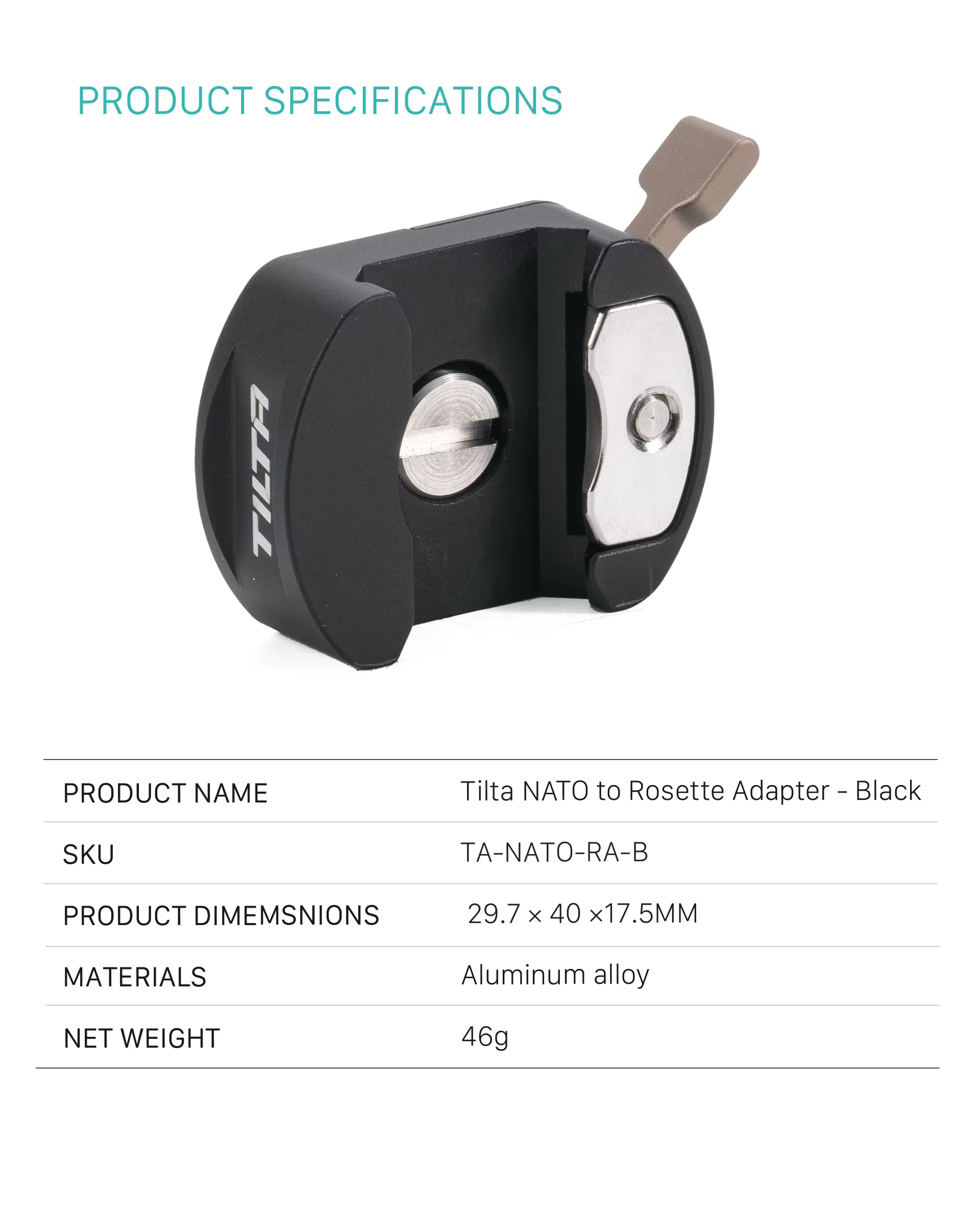 TILTA TA-NATO-RA-B Tilta TRANto Rosette Adapter - Black Camera jos Accessoire
