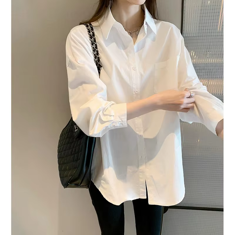 Chemisier blanc dames 2023 automne nouveau style coréen à manches longues décontracté bureau dame ch