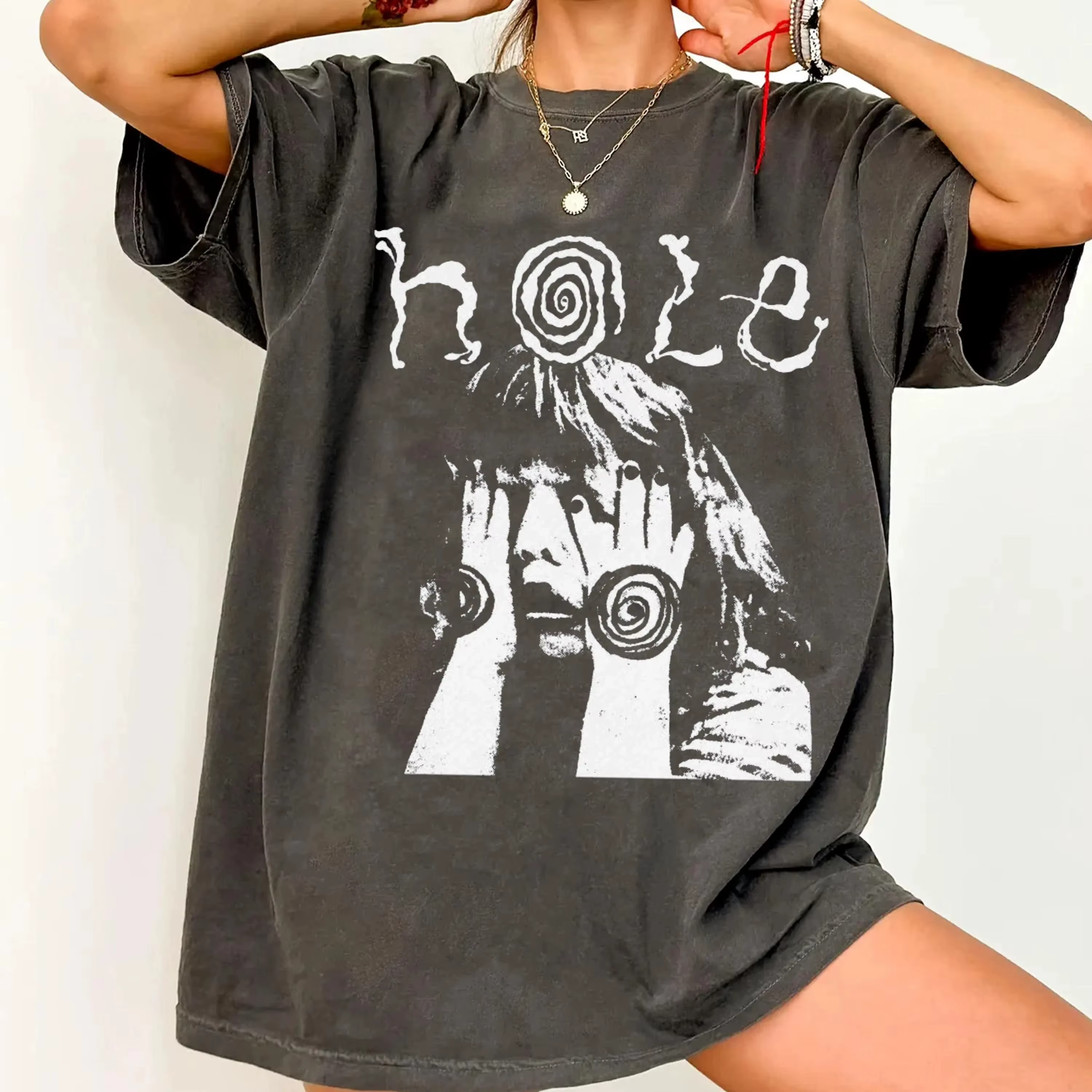 T-shirt Hole Band, Chemises en coton unisexes, Chemise du groupe des années 90, T-shirts graphiques 
