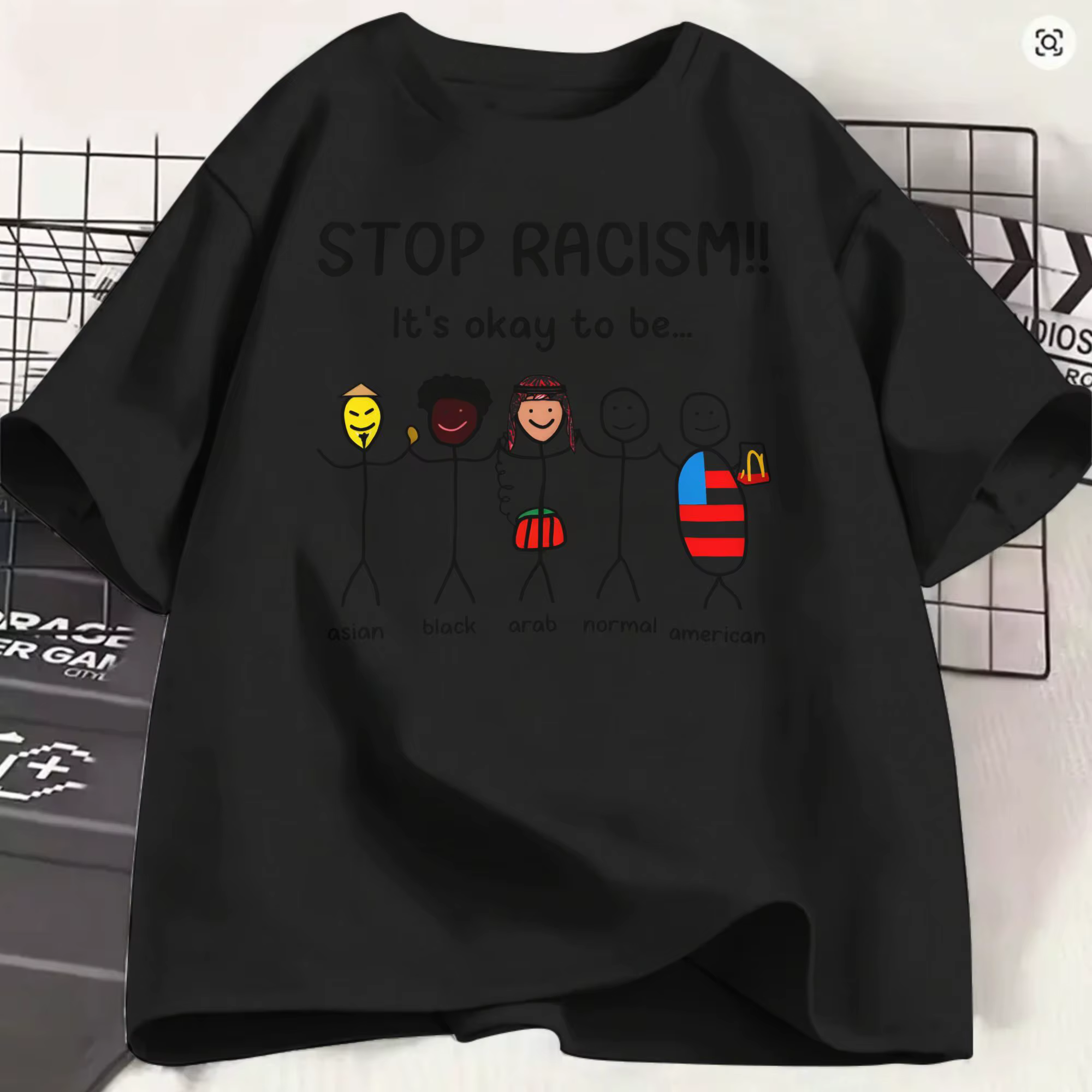 T-shirt Unique Stop Racism Its Ok to Be pour hommes, col rond, en coton, à manches courtes, cadeau d