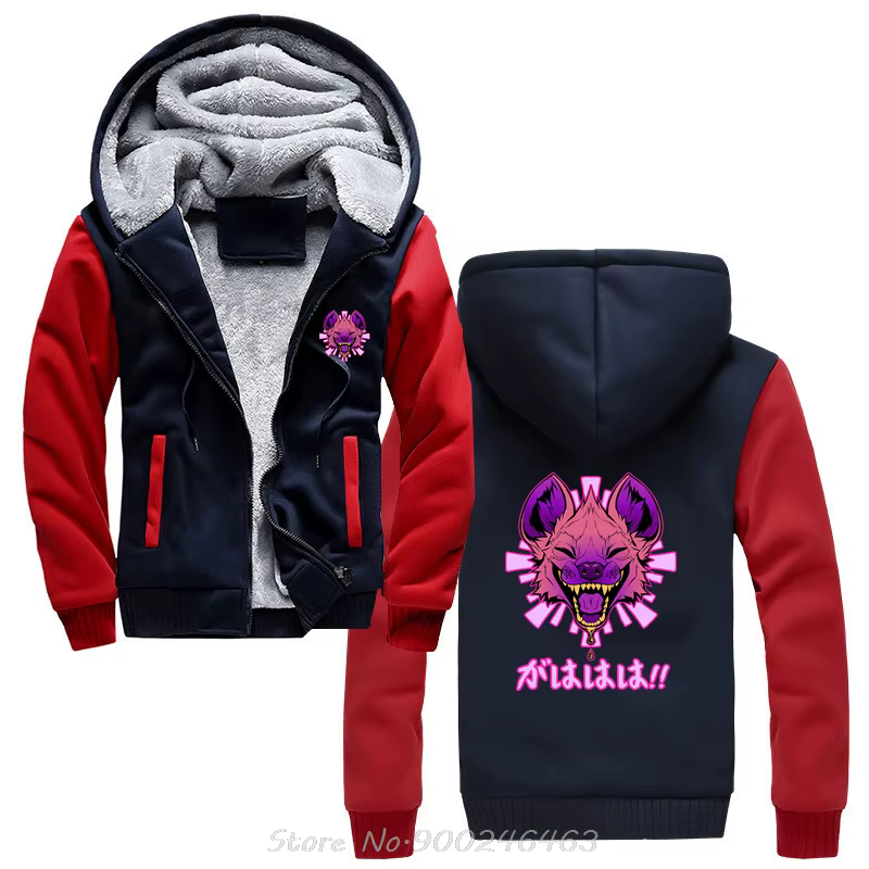 Sweat à capuche en fourrure Gahaha Hyena pour hommes, veste en coton, sweats à capuche zippés, anima
