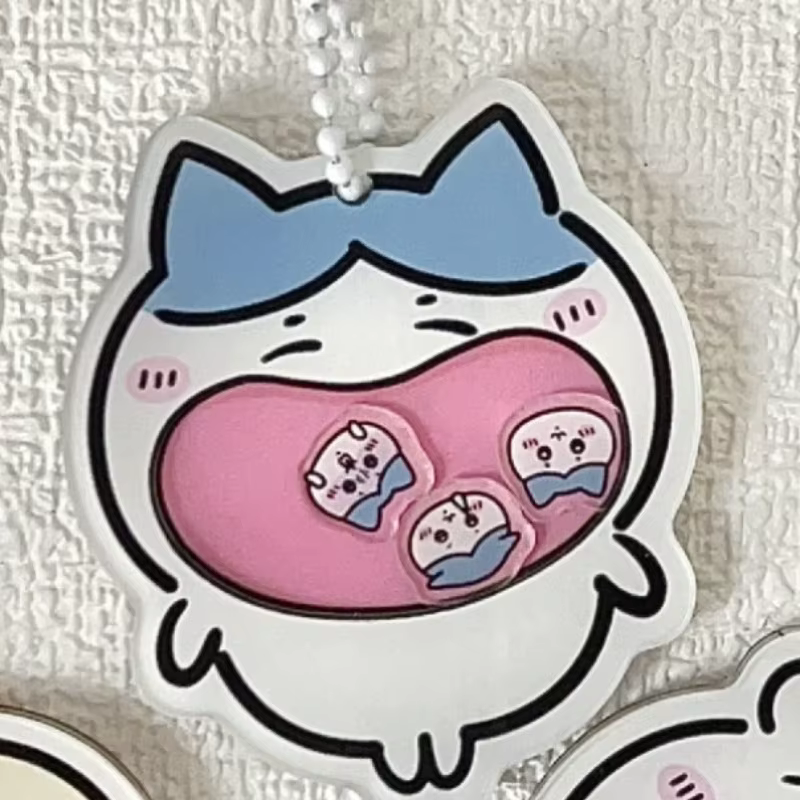 Porte-clés shaker en acrylique Jiyi, mignon Usagi Hachiware Jiikawa, breloque de sac, pendentif, acc