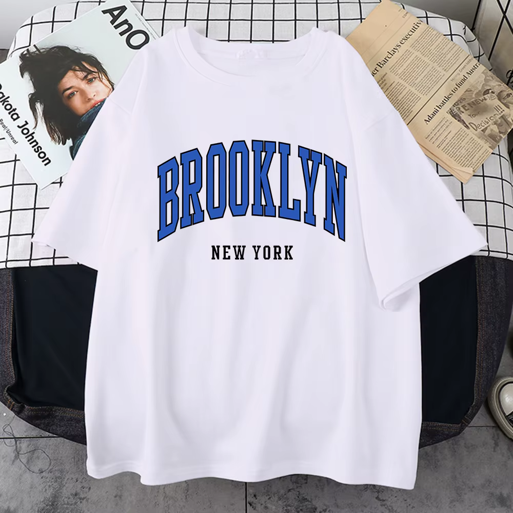Brooklyn New York bleu Design femmes t-shirt rue Hip Hop t-shirt Sport doux coton vêtements grande t