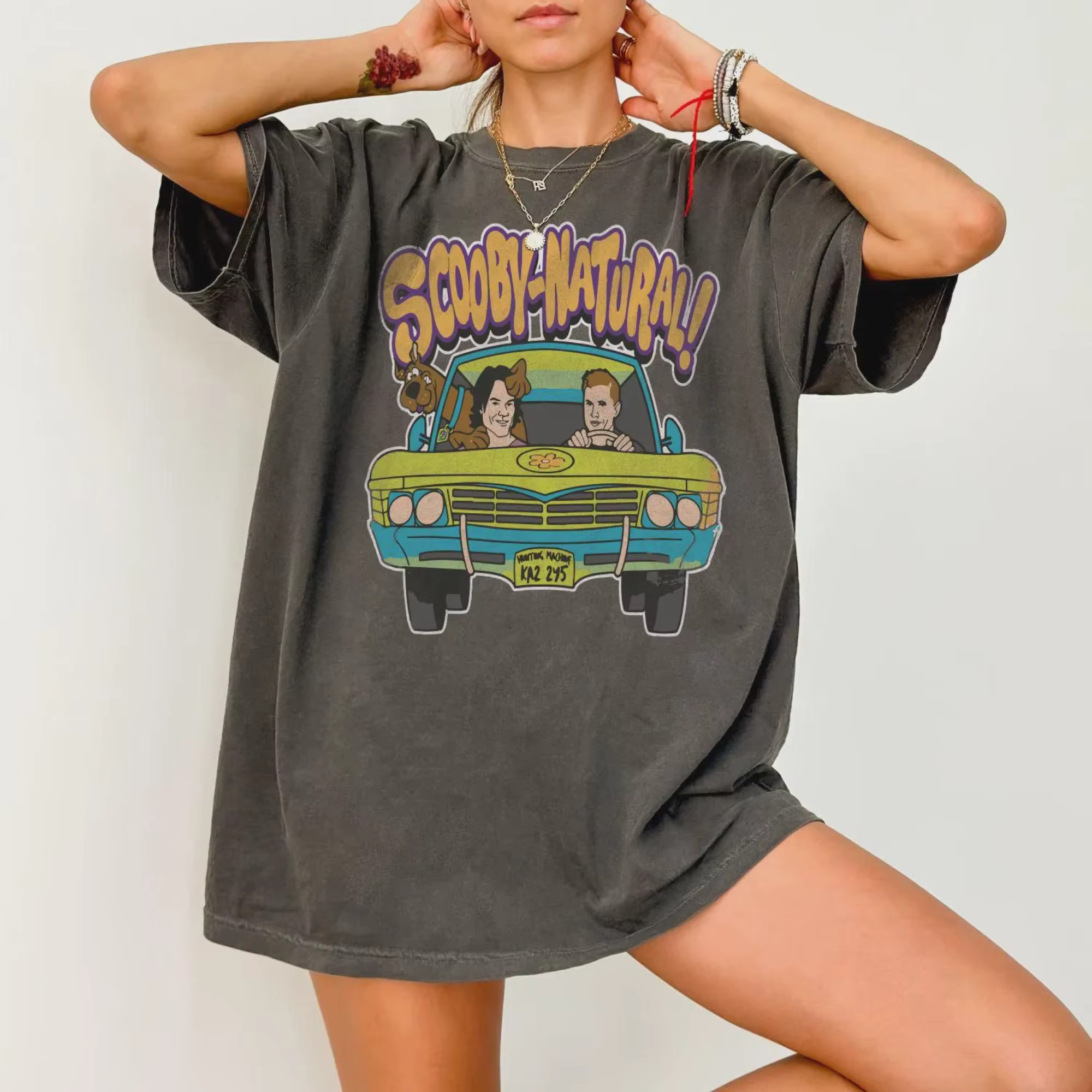 T-shirt imprimé naturel Scooby pour femmes, tendance de la mode printemps/été, haut en pur coton, T-