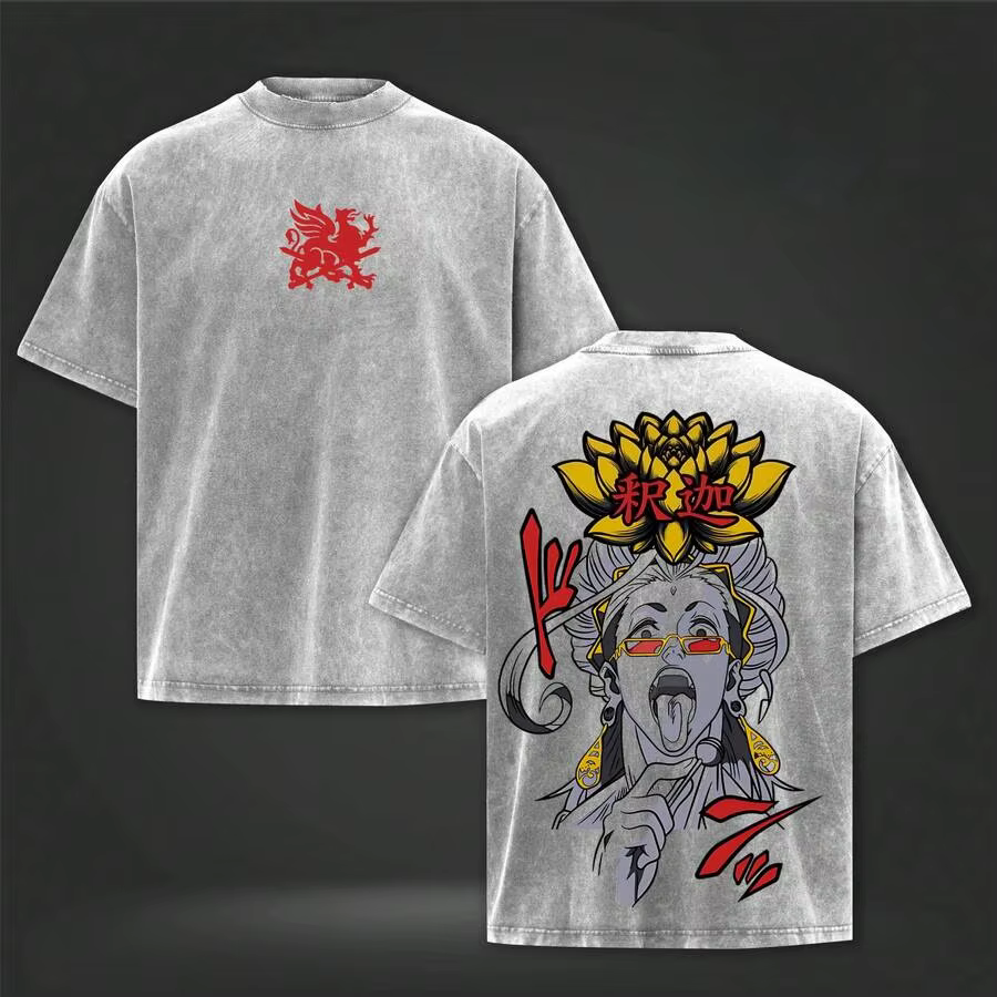 Buddha Record Of Ragnarok Anime Clothing T-shirts en coton pour hommes et femmes, T-shirt à manches 
