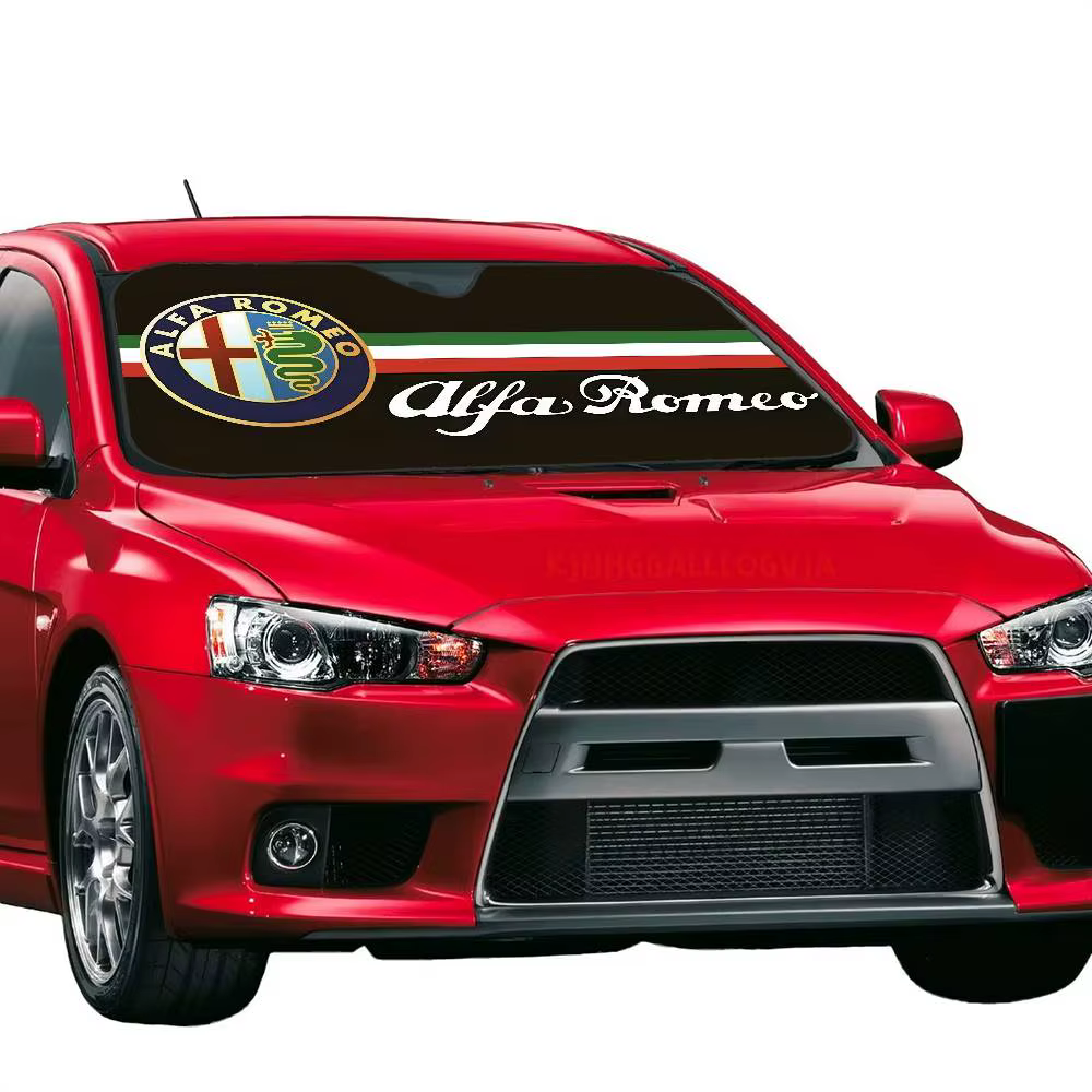 Pare-soleil pour pare-brise avec logo Alfa R-Romeo, protection solaire pour vitres de voiture, pare-