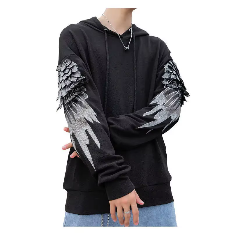 Sweat-shirt à capuche brodé pour hommes, vêtements Hip Hop, blanc, de luxe, sans marque, Streetwear,