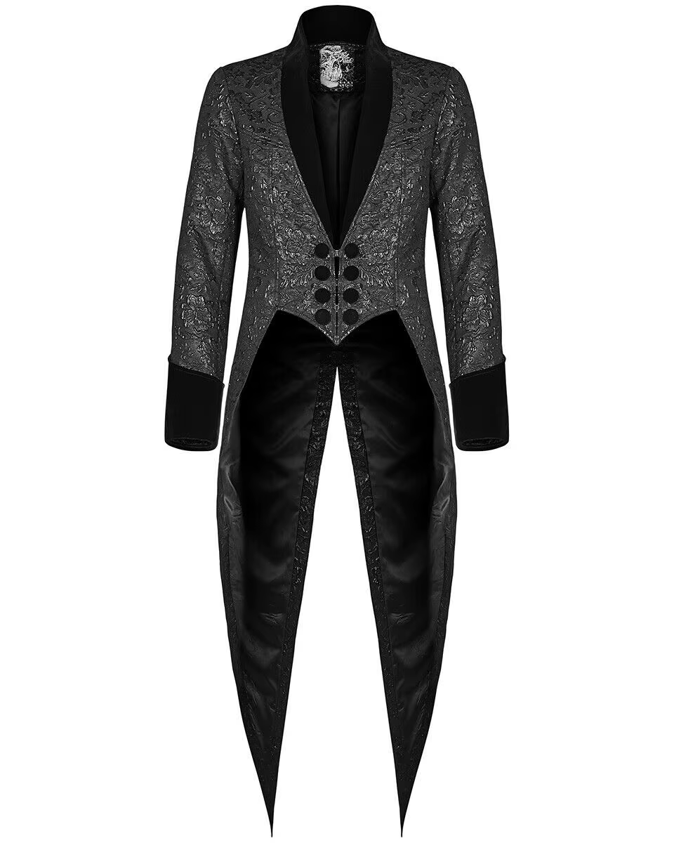 Punk Rave nouveaux hommes gothique Tailcoat veste noir brocart Steampunk aristocrate régence victori