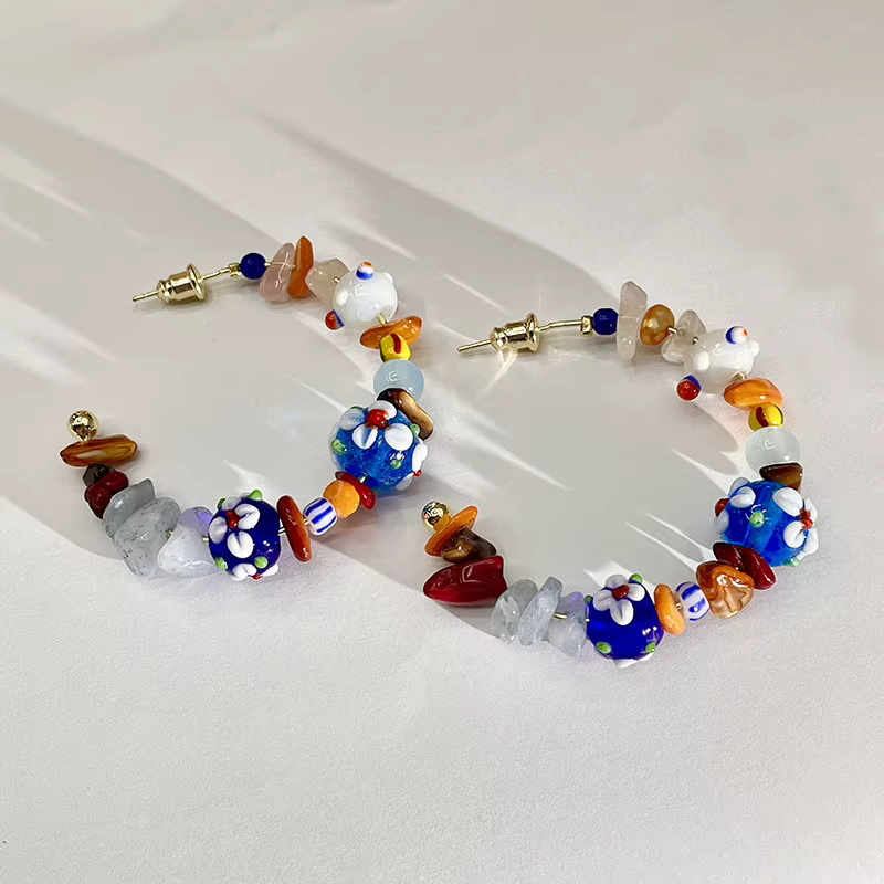 Boucles d'oreilles de style bohème, bijoux délicats et colorés pour femmes, accessoires multicolores