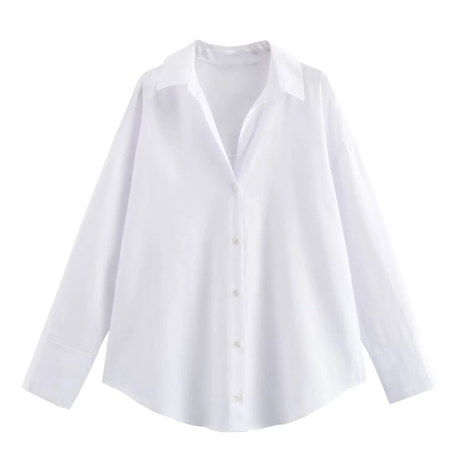 Femmes mode printemps coton Oxford à manches longues simple boutonnage revers Blouse vêtements de ru
