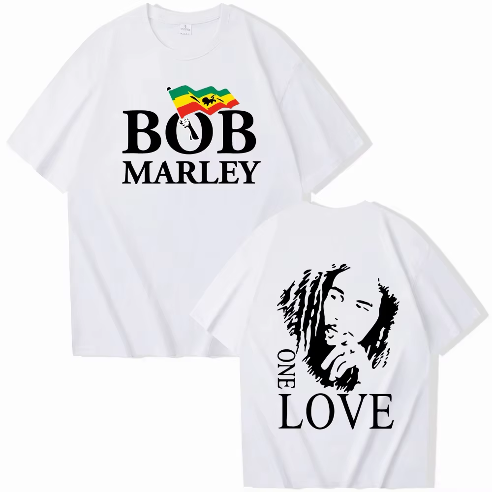 Bob Marley T-Shirts unisexe Harajuku, col rond, manches courtes, cadeau pour les fans, vêtements pou