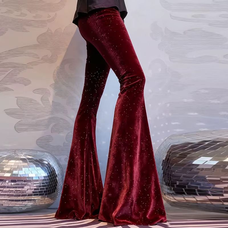 Mode velours pantalon femmes taille haute pantalon évasé pour les femmes automne hiver Stretch panta