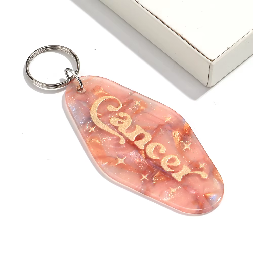 Porte-clés en acrylique avec 12 signes du zodiaque, 1 pièce, pour femmes et hommes, créatif, paillet