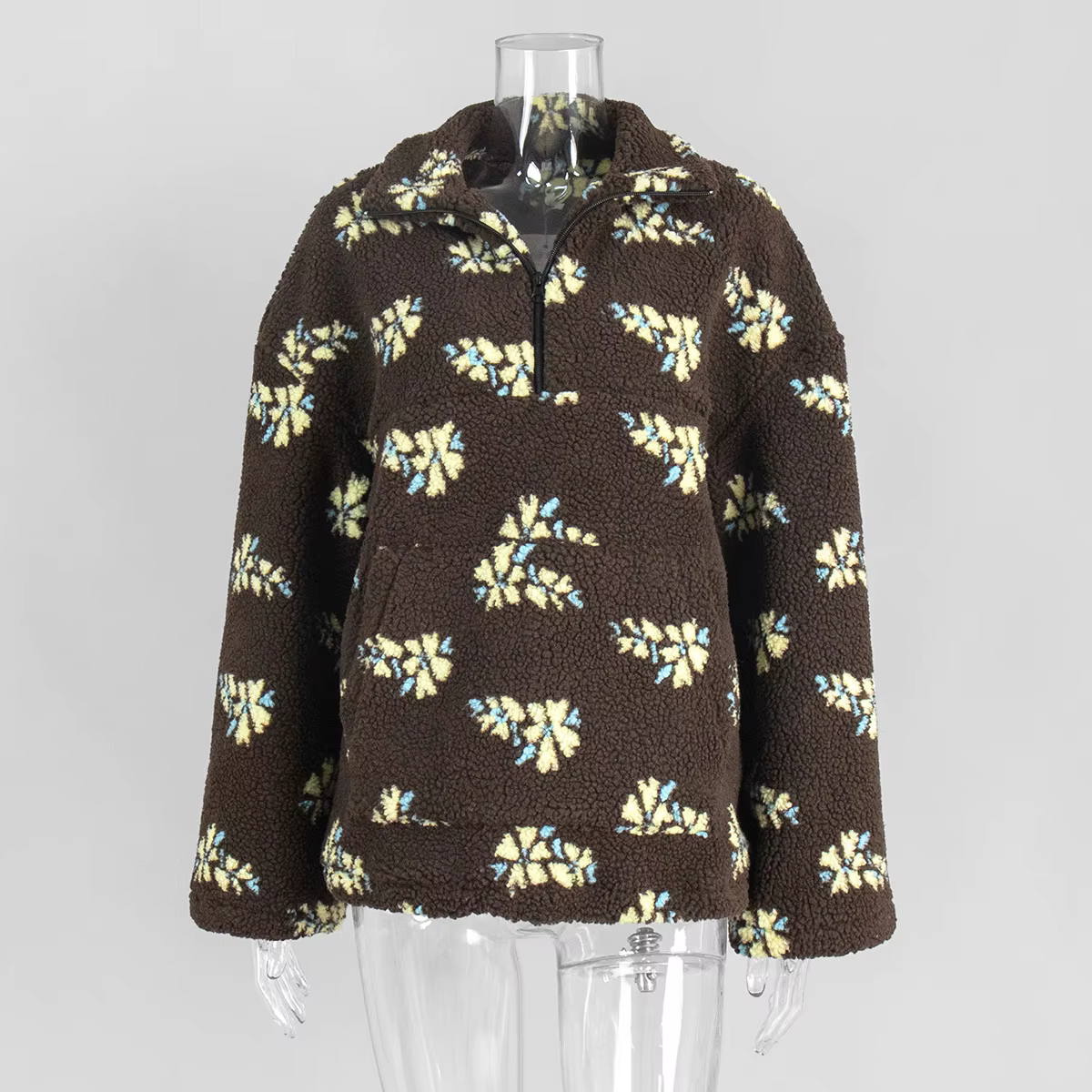Sweat à capuche à fleurs pour femme, pull chaud en polaire, nouvelle collection automne et hiver 202