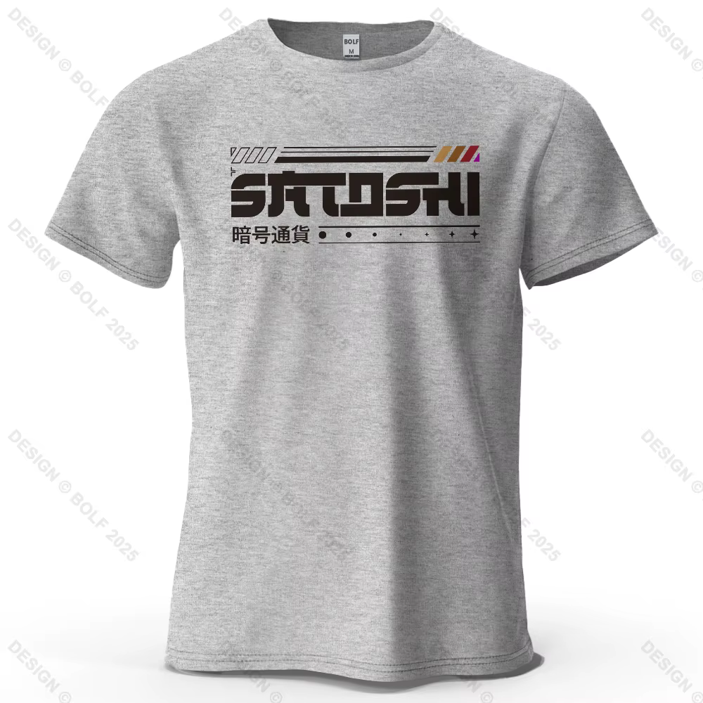 Satoshi et Crypto imprimé T-Shirt homme 100% coton surdimensionné Tech thème tenues t-shirts graphiq