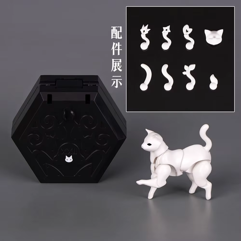 Figurine d'action mini chat articulée noire et blanche, finie et assemblée, pour l'art, le dessin, l