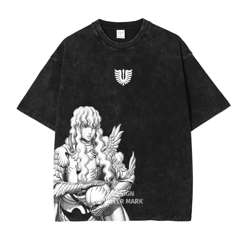 Berserks Mnaga T-shirts Guts Griffith graphique T-Shirt Vintage lavé surdimensionné T-Shirt à manche