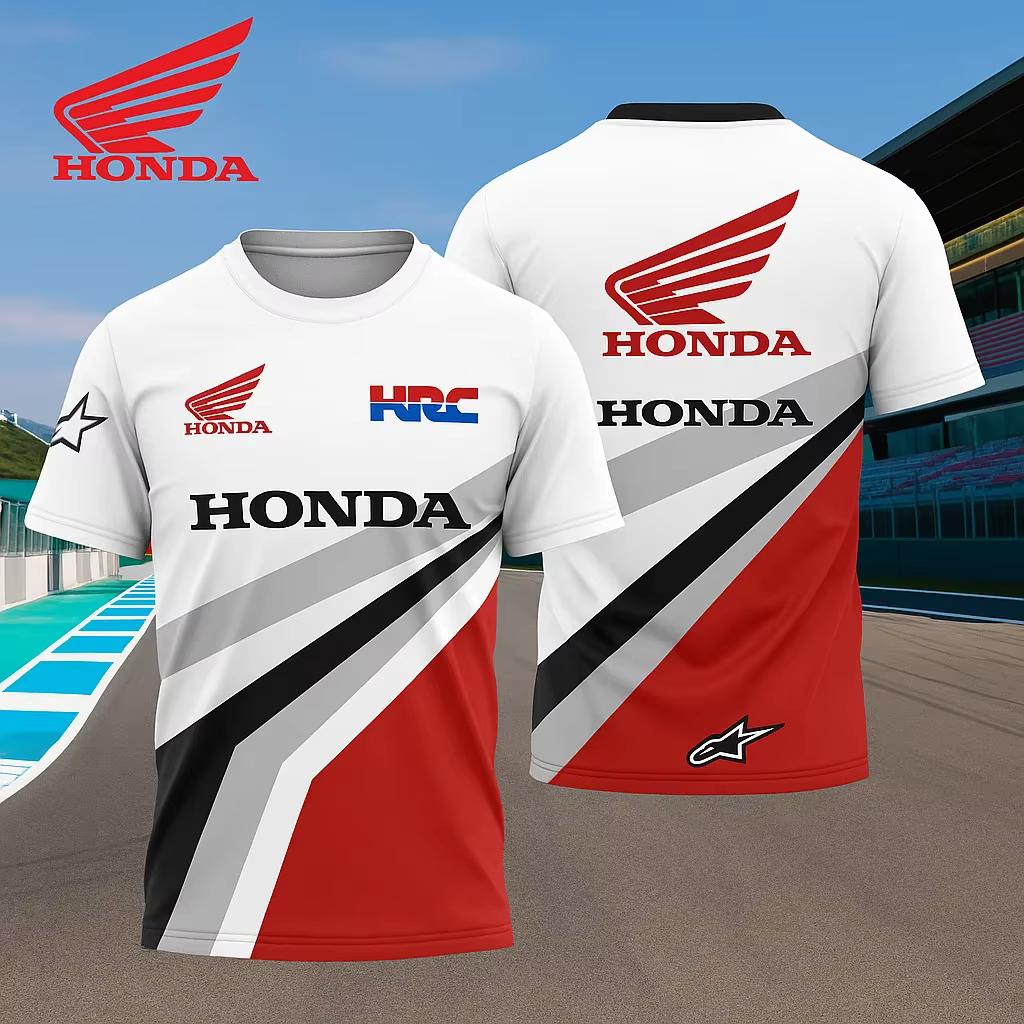 T-shirts imprimés avec le logo de la moto HONDA HRC 2026 pour hommes et femmes, fabriqués en tissu m