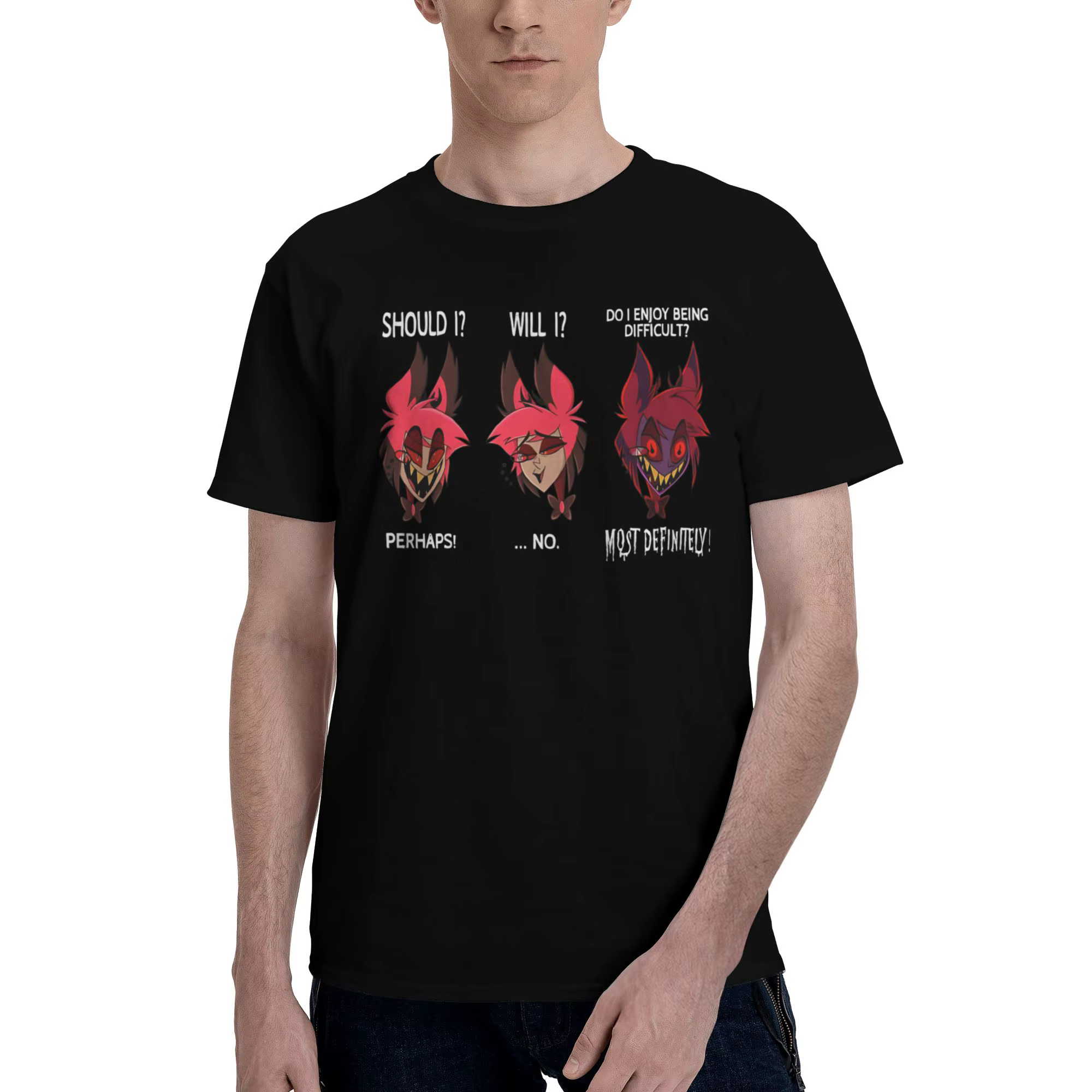 Alastor Should Will Do T-shirts pour hommes Hazbin Hotel, t-shirts humoristiques à manches courtes, 