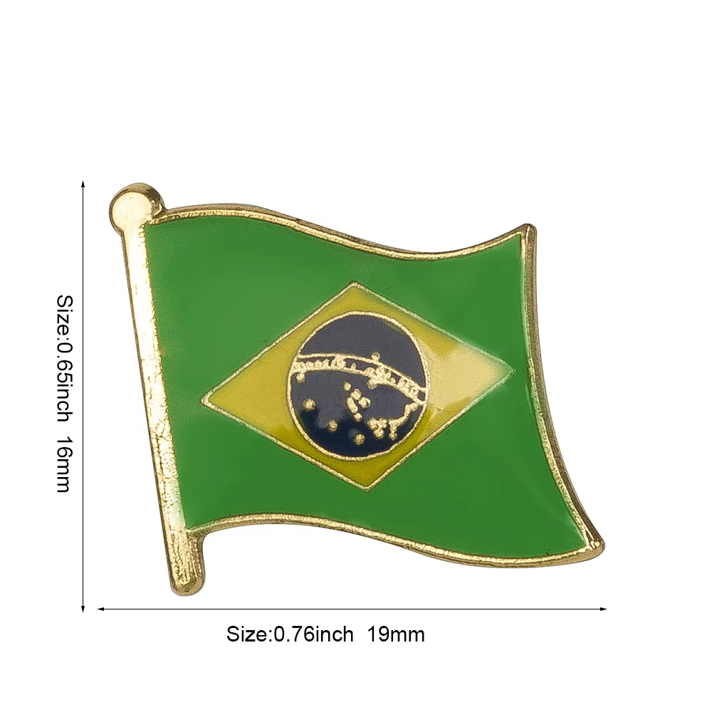 Broche décorative en métal avec drapeau National du brésil, épingles pour vêtements KS-0023