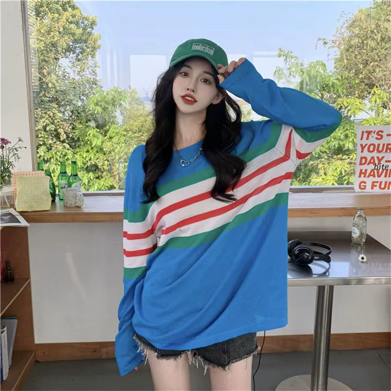 2025 mignon Kawaii lâche femme T-shirt avec impression vêtements rayé vente T-shirt Coquett haut cor