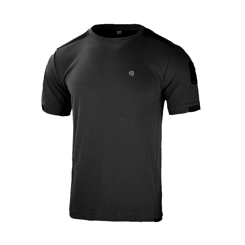 T-shirt tactique pour homme à manches courtes, séchage rapide, en mesh, avec logo réfléchissant et v