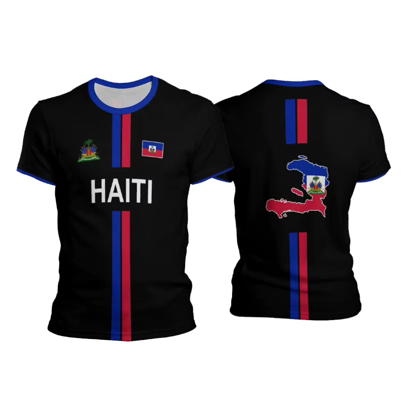 Haïti Football t-shirts hommes sport T-shirt drapeau haïtien rue surdimensionné hauts unisexe décont