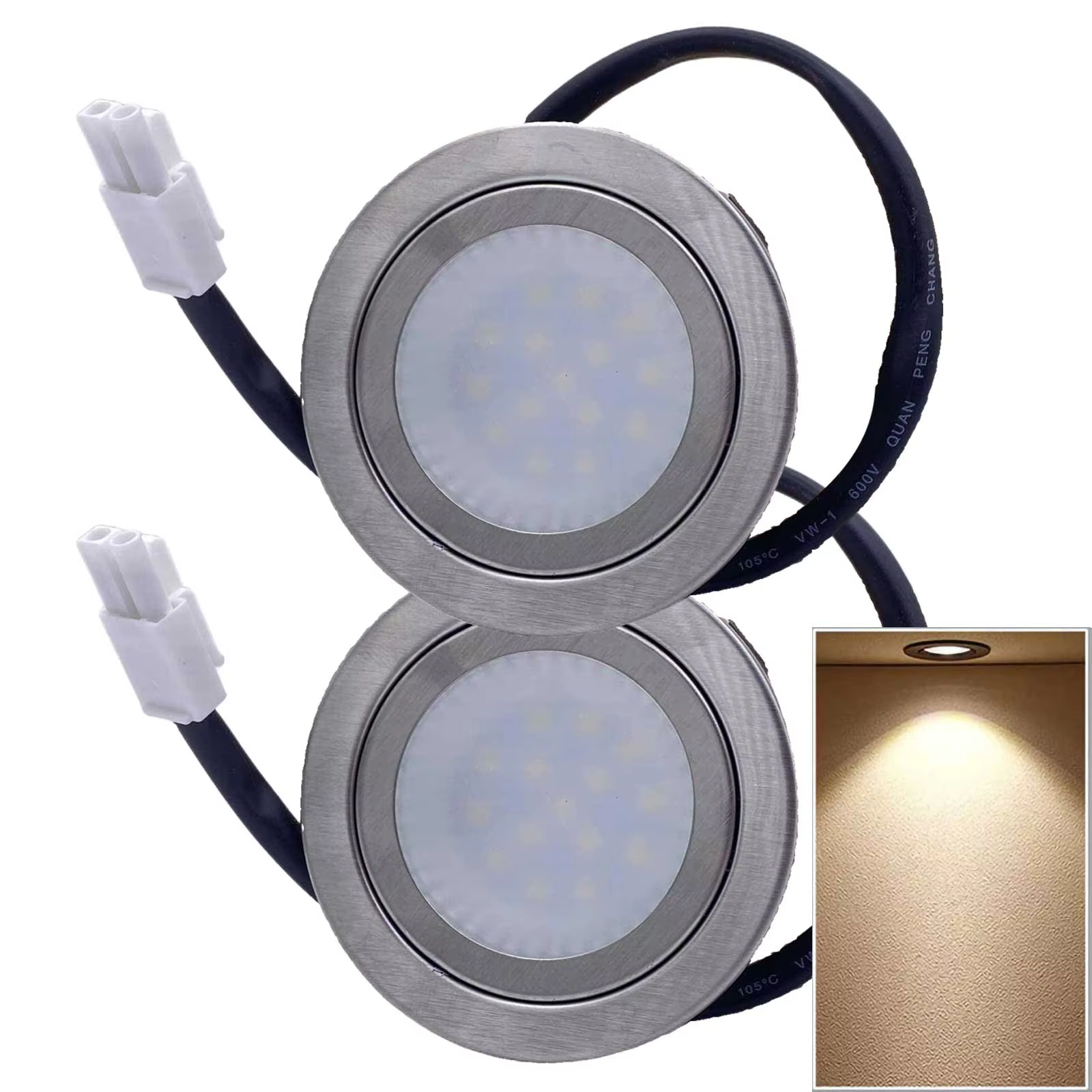 2x Lumière de hotte de cuisine en acier inoxydable 12V DC 1.5W, encastrée, pour extracteur de fumée 