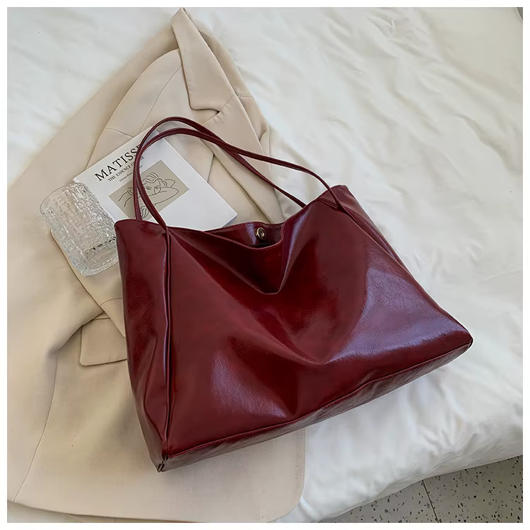 Fourre-tout sac pour femme Style coréen grande capacité sac à bandoulière en cuir souple rétro décon