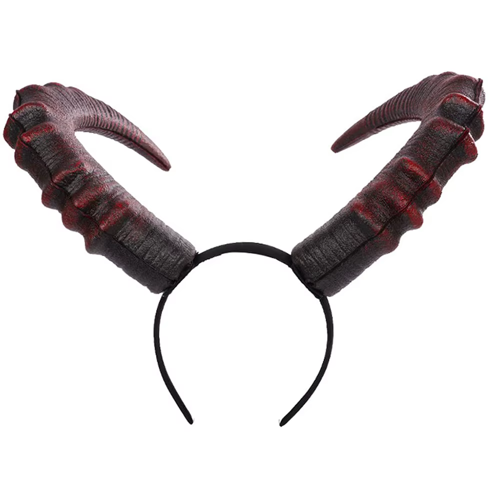 Corne de démon noire et rouge pour Halloween, accessoire de couvre-chef en corne de mouton, accessoi