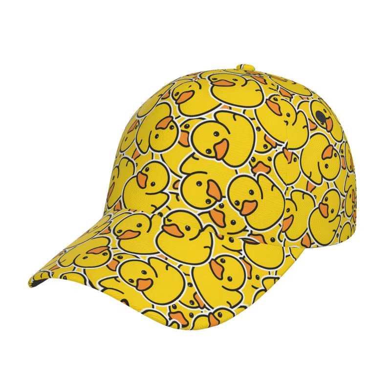 Casquette de baseball unisexe réglable avec imprimé canards de dessin animé en caoutchouc, style hip
