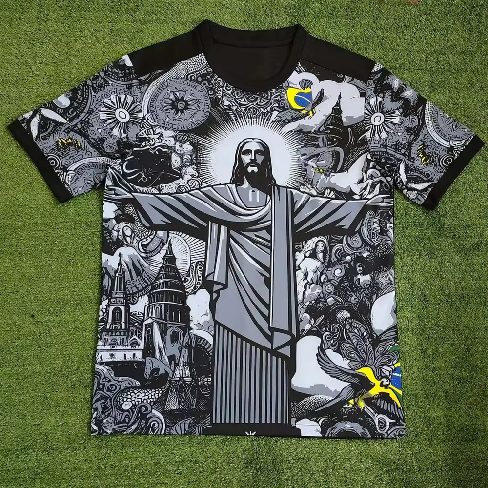 Haut d'entraînement de Football d'été, édition spéciale brésilienne, maillot de Football jésus noir 