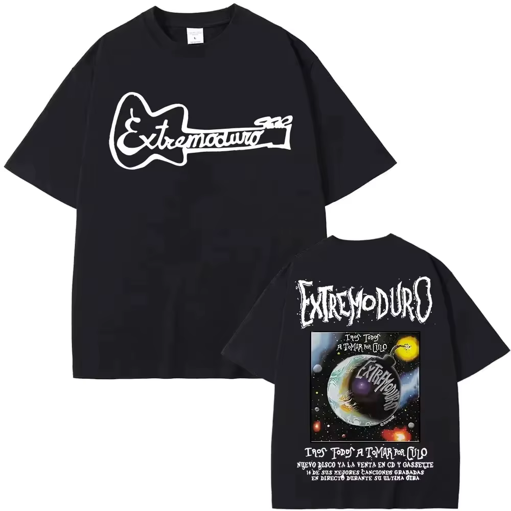 T-shirt de concert EXTREMODURO 2026, T-shirt graphique rétro ample pour homme, style groupe rock esp