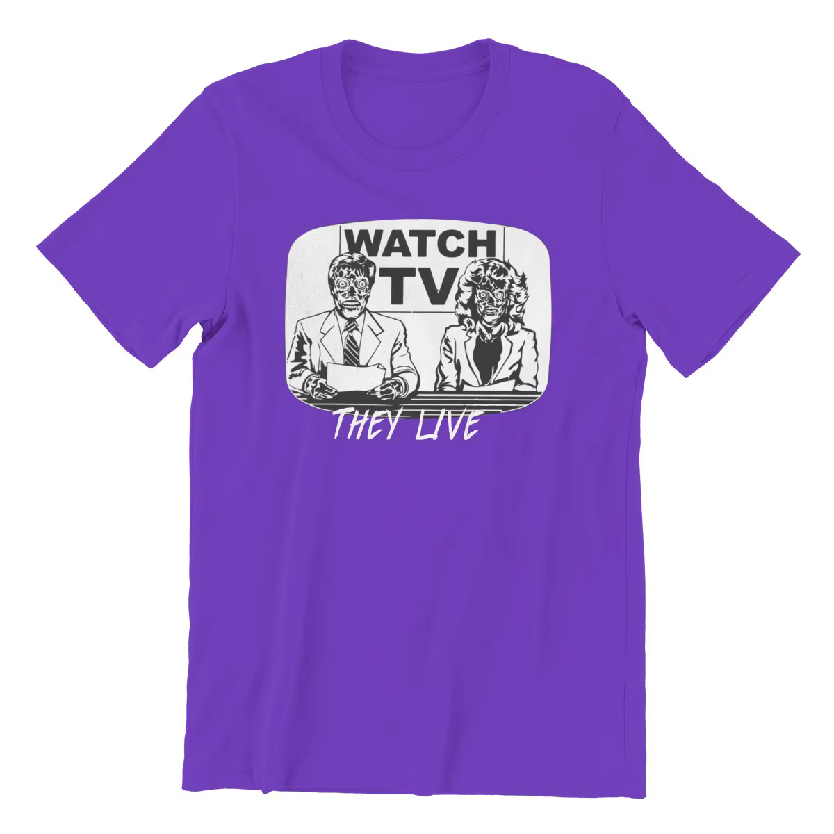 T-shirt graphique vintage pour hommes, regarder la télévision, They Live, film Halloween rétro, John