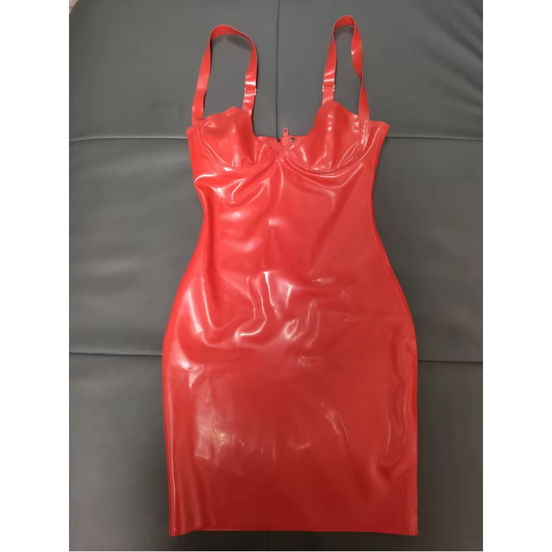 Jupe camisole en latex pour femme, robe en latex faite à la main