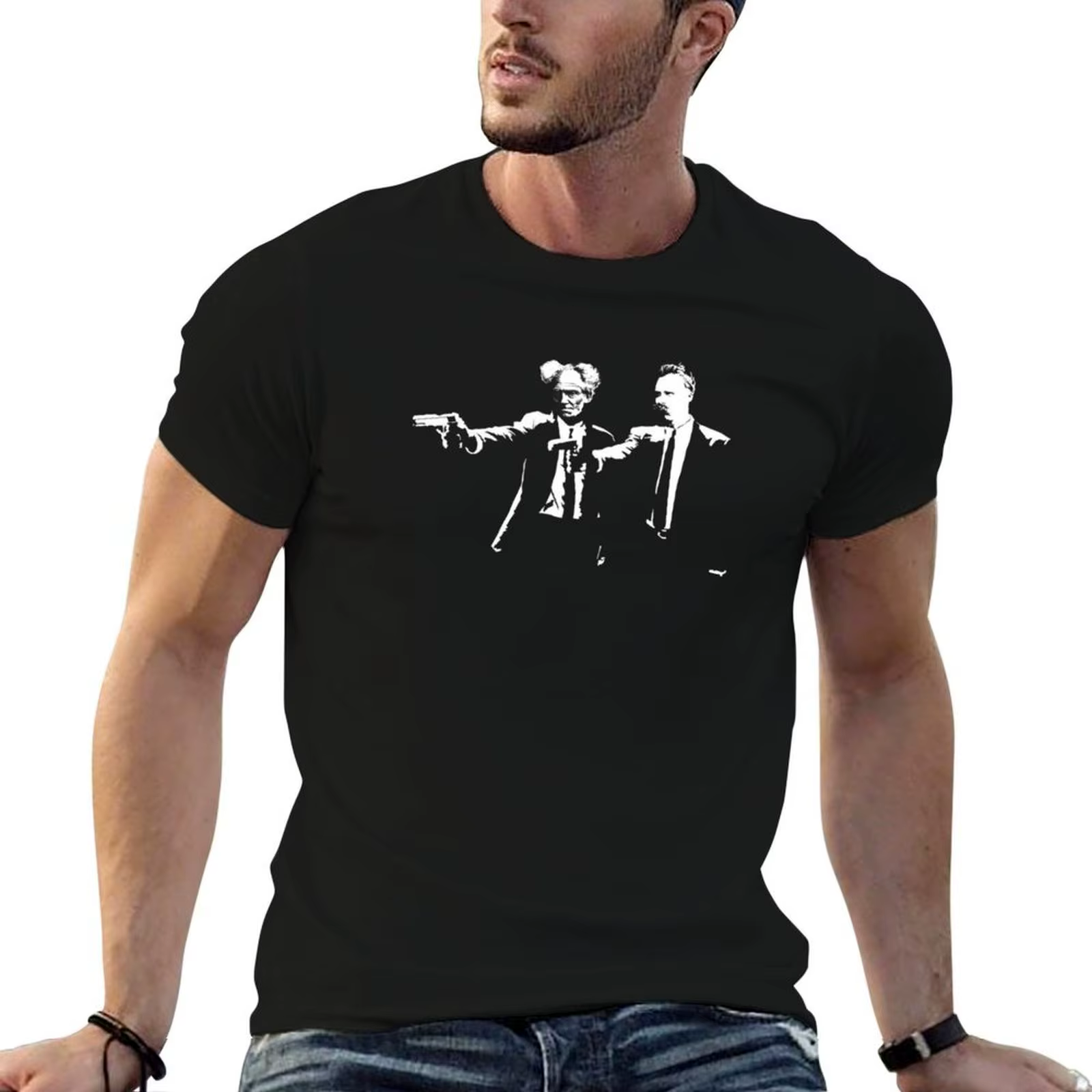Schopenhauer et Nietzsche - T-shirt Fun Philosophy Shirt pour homme, t-shirt 100% coton, pack de t-s