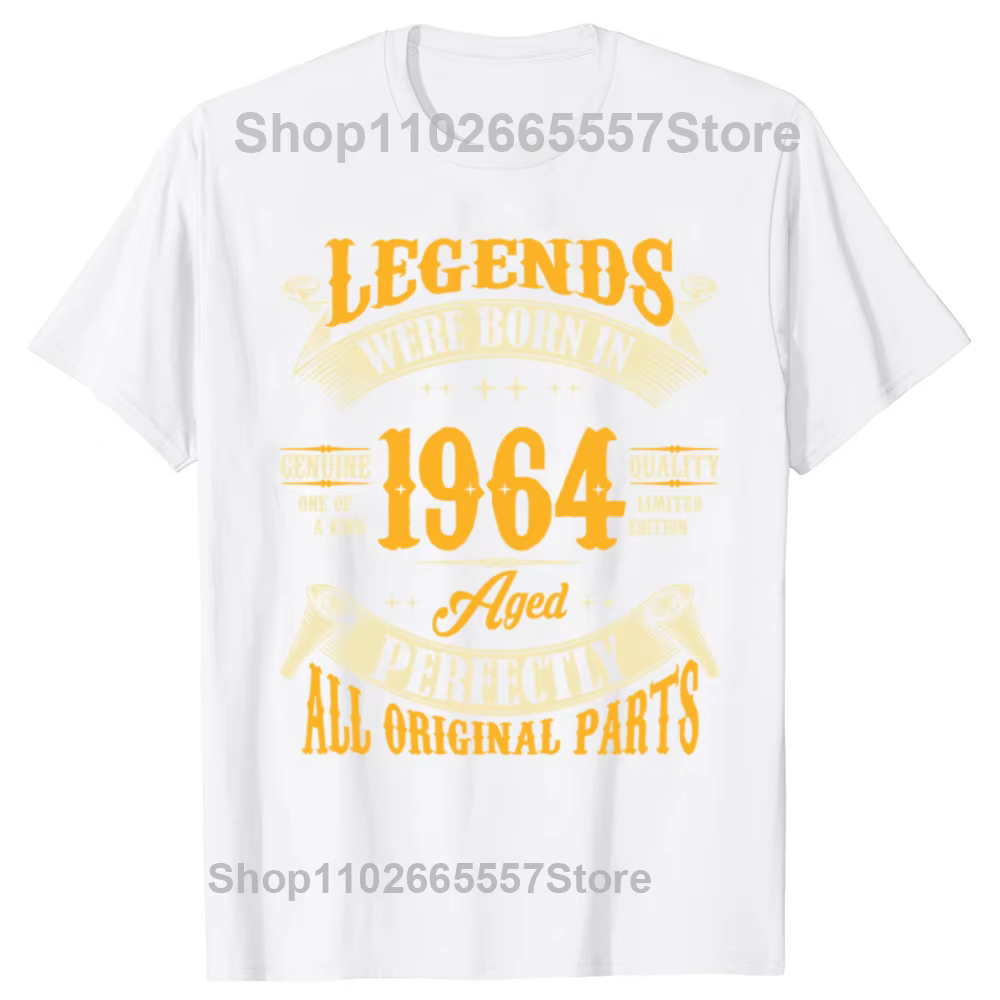 T-shirt manches courtes homme, humoristique, en coton, Vintage, pour 60 ans, légendes nées en 1964, 