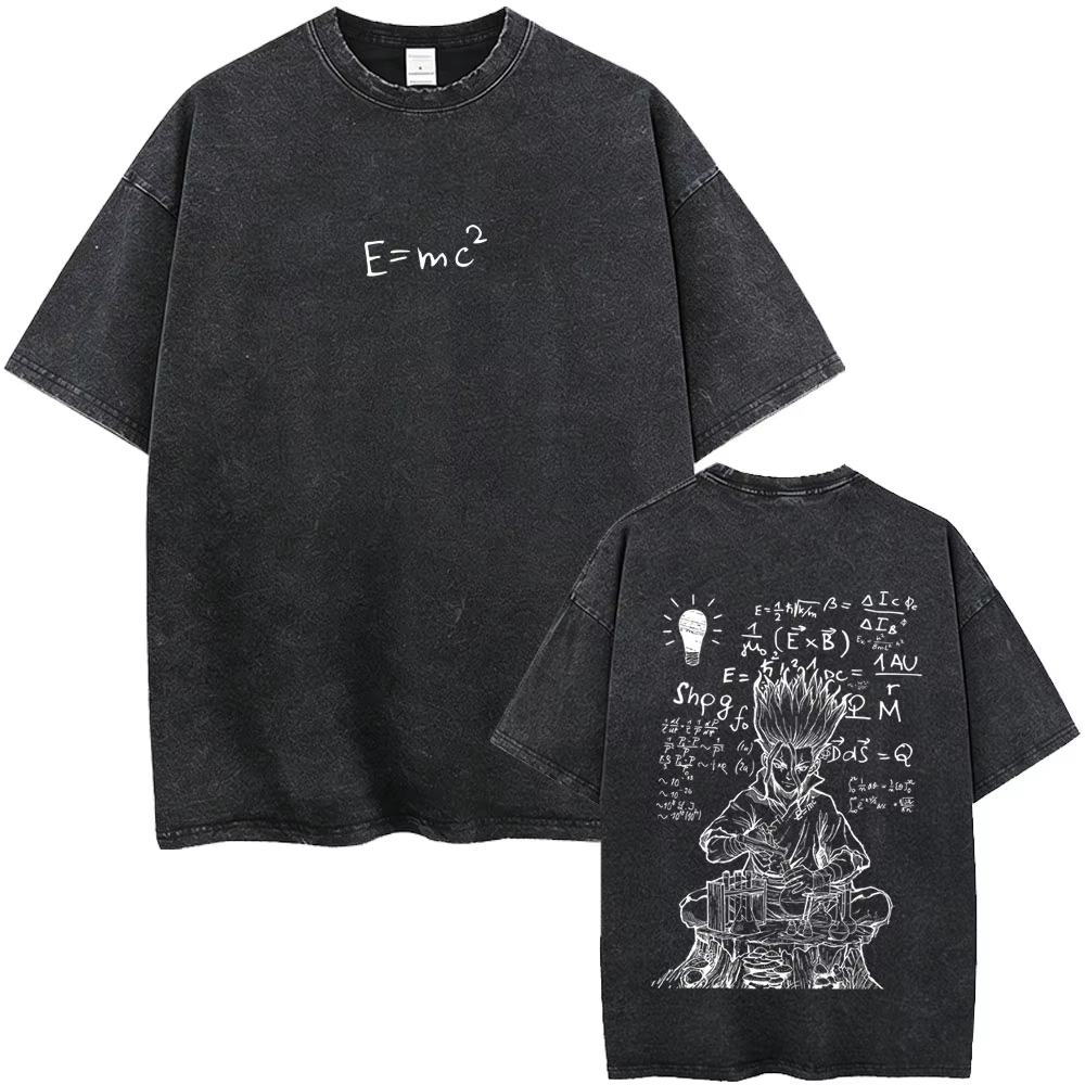 T-shirt Anime Dr. Stone Vintage Lavé Manga Senku Ishigami T-shirt Graphique Homme Femme Vêtements Mo