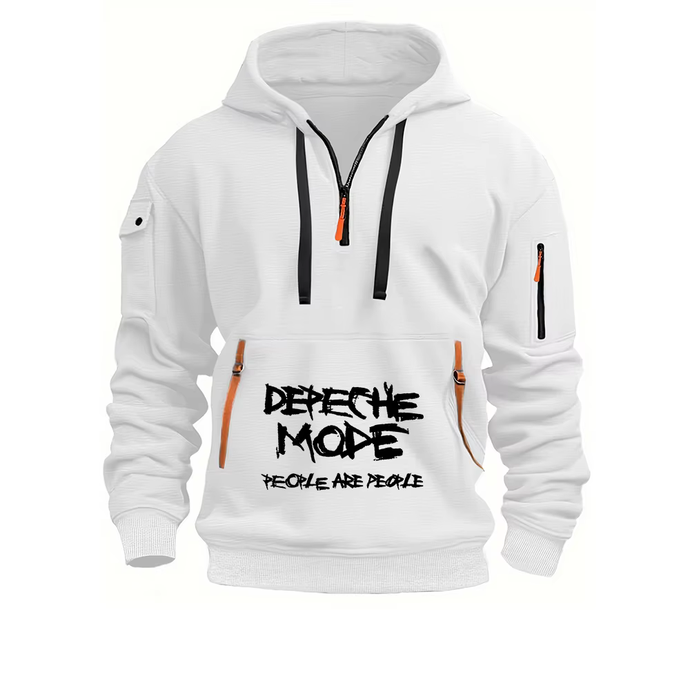 Depeche Mode Print 2025 mode printemps et automne hommes demi-zip conception pull vêtements décontra