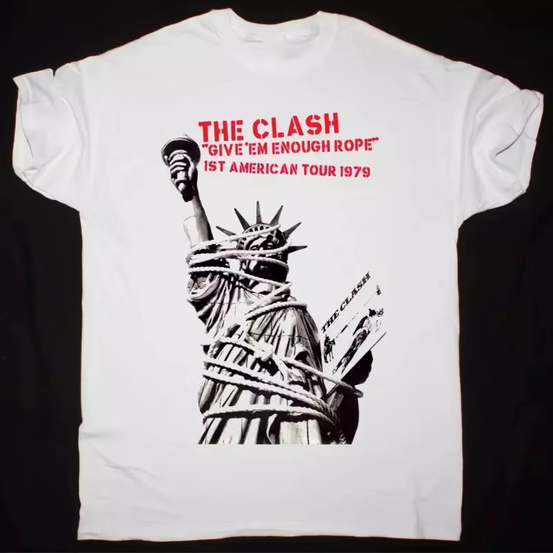 La CLASH GIVE EM ENOUGH ROPE TOUR 1979 T-Shirt coton blanc hommes femmes été hommes T-Shirt décontra