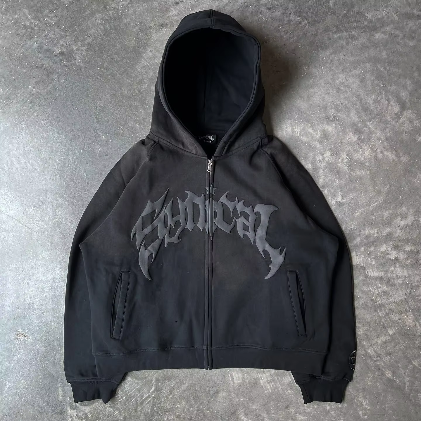 Veste à capuche rétro américaine pour hommes, chemise de protection à glissière, imprimé lettre goth