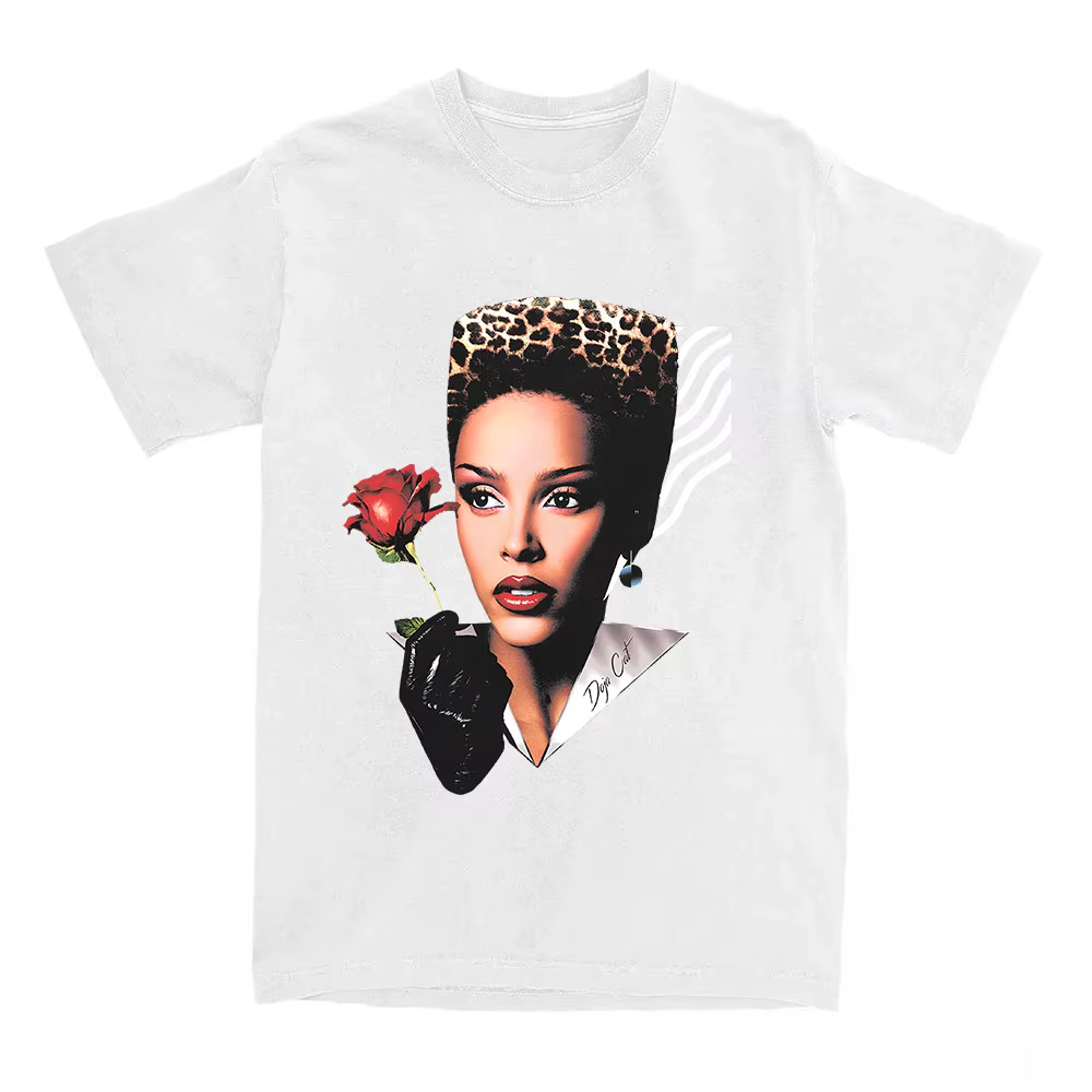 VIE GLAMOUR T-SHIRT Doja chat chanteur impression t-shirts à manches courtes coton femme T-SHIRT mod