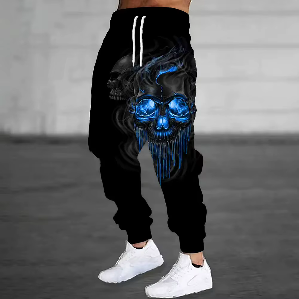 Hommes pantalons de survêtement mode 3D crâne imprimé pantalons de survêtement hommes ample décontra