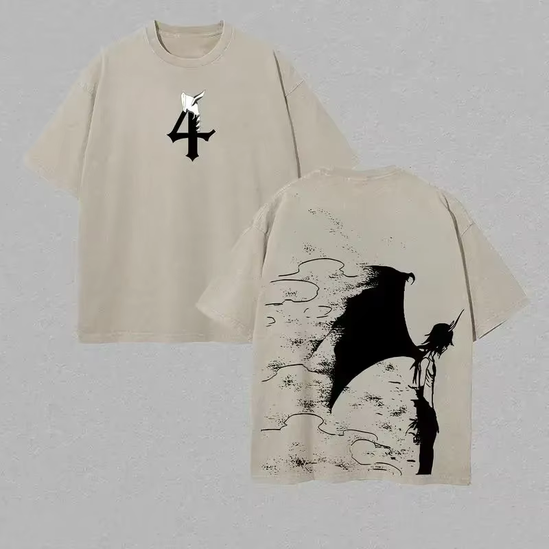 T-shirt à manches courtes pour hommes Ulquiorra Cifer BLEACH, t-shirt vintage délavé, t-shirt décont