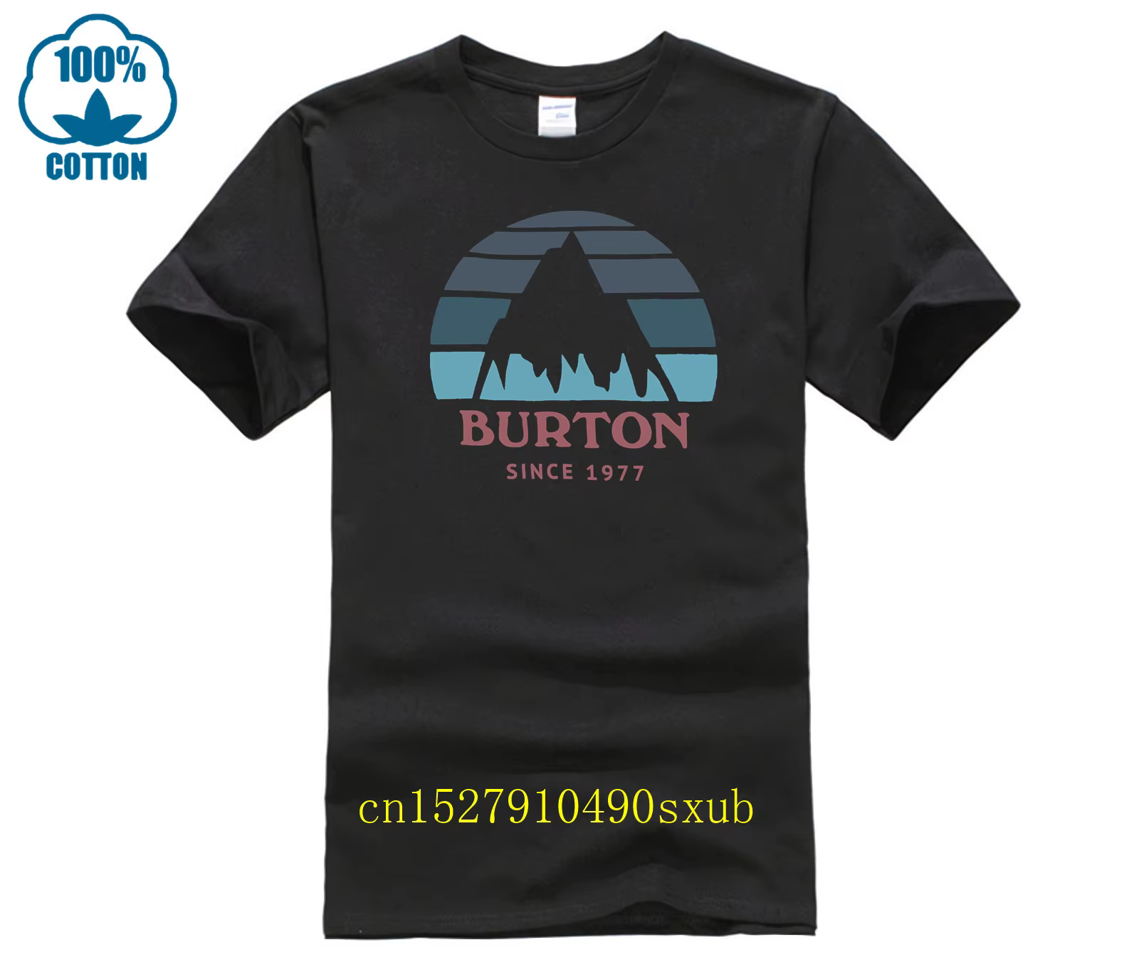 BURBOU- T-shirt à manches courtes et col rond pour homme, 100% coton, grande taille