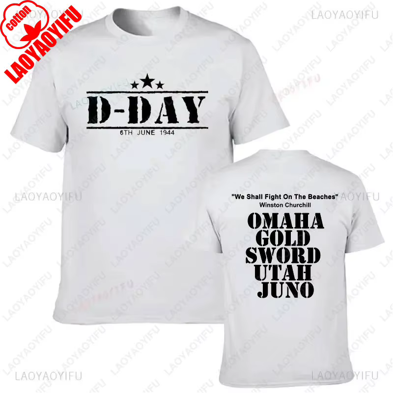 T-shirt amusant pour hommes, en coton, avec impression Vintage, D-DAY 2026, armée 1944, Normandie, m